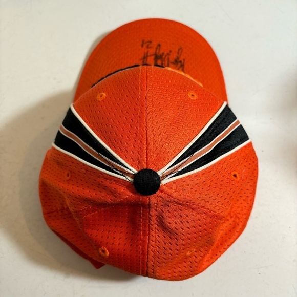Reebok CFL BC Lions football signed #21 orange brimmed mesh baseball hat cap - Picture 6 of 12